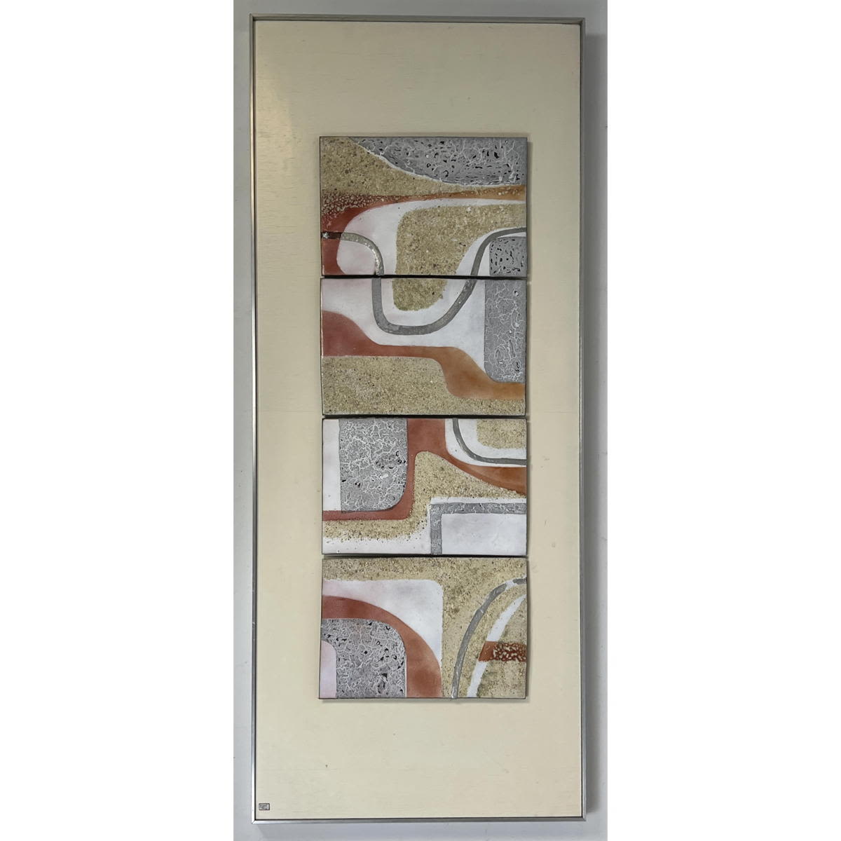 Four Modernist Enamel Metal Tiles 2b7f99