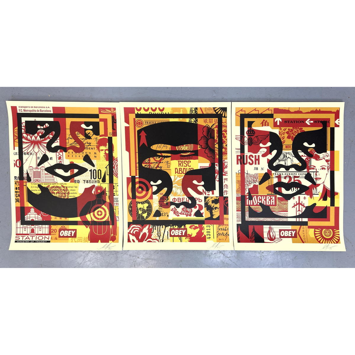 3pc Shephard FAIREY Posters signed 2b7fe3