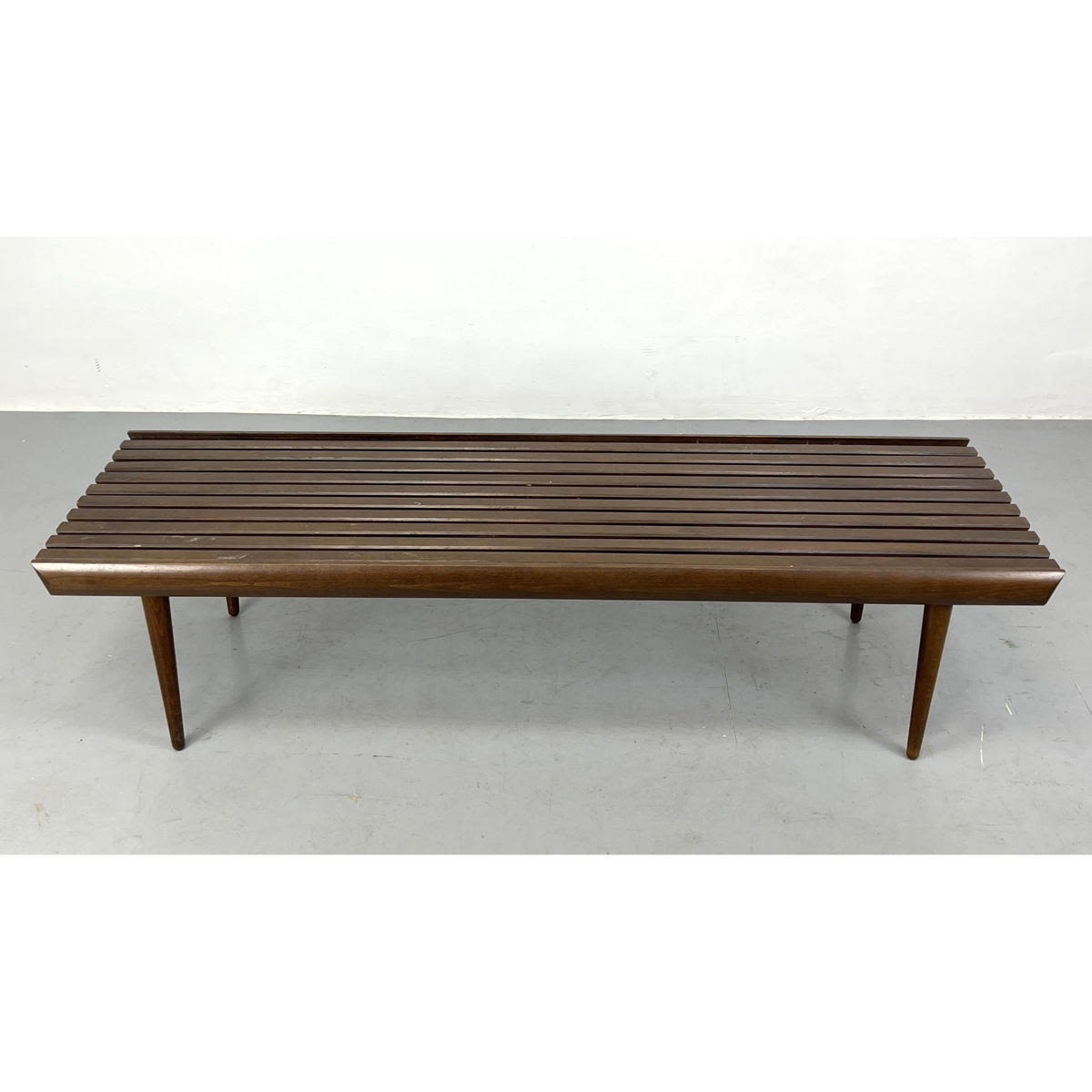 Mid Century Modern Slat Bench Table  2b7ffa