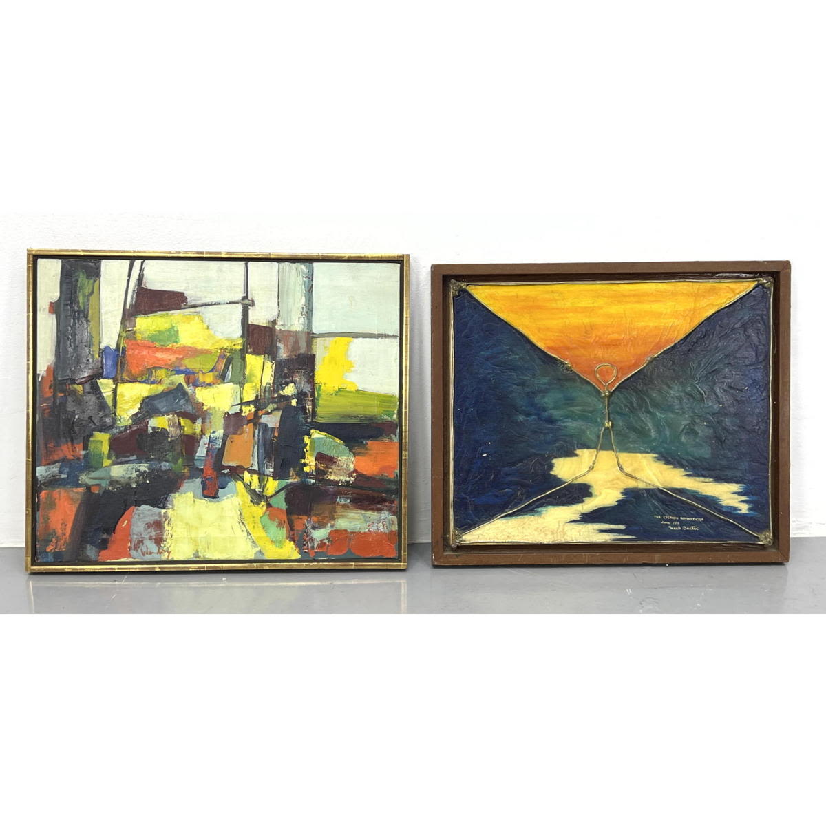 2pc Modernist Paintings. 1) Colorful