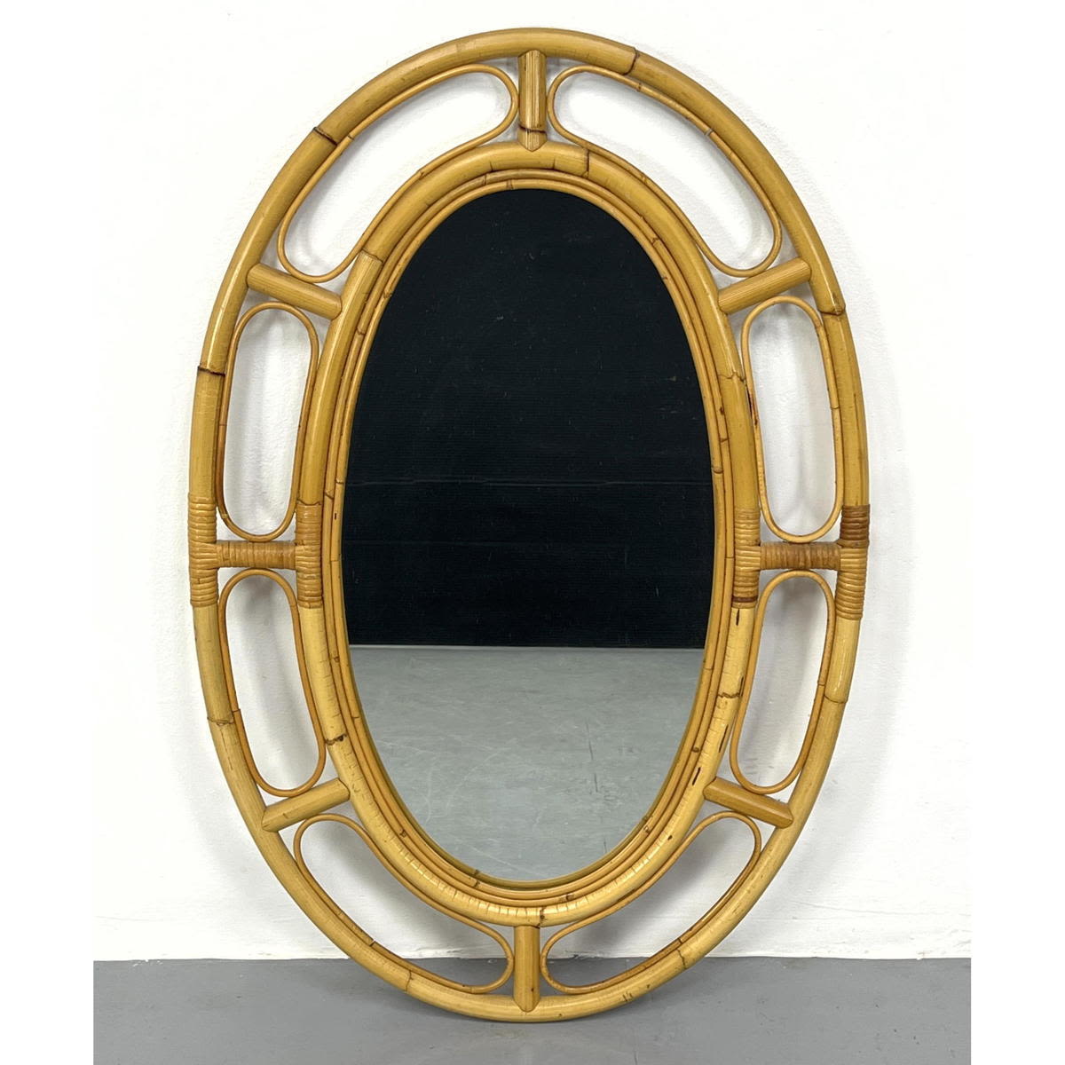 Oval Wrapped Rattan Framed Wall