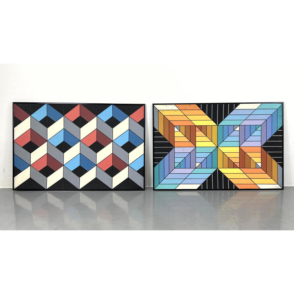 2pc J H HENIG Geometric Acrylic 2b8231