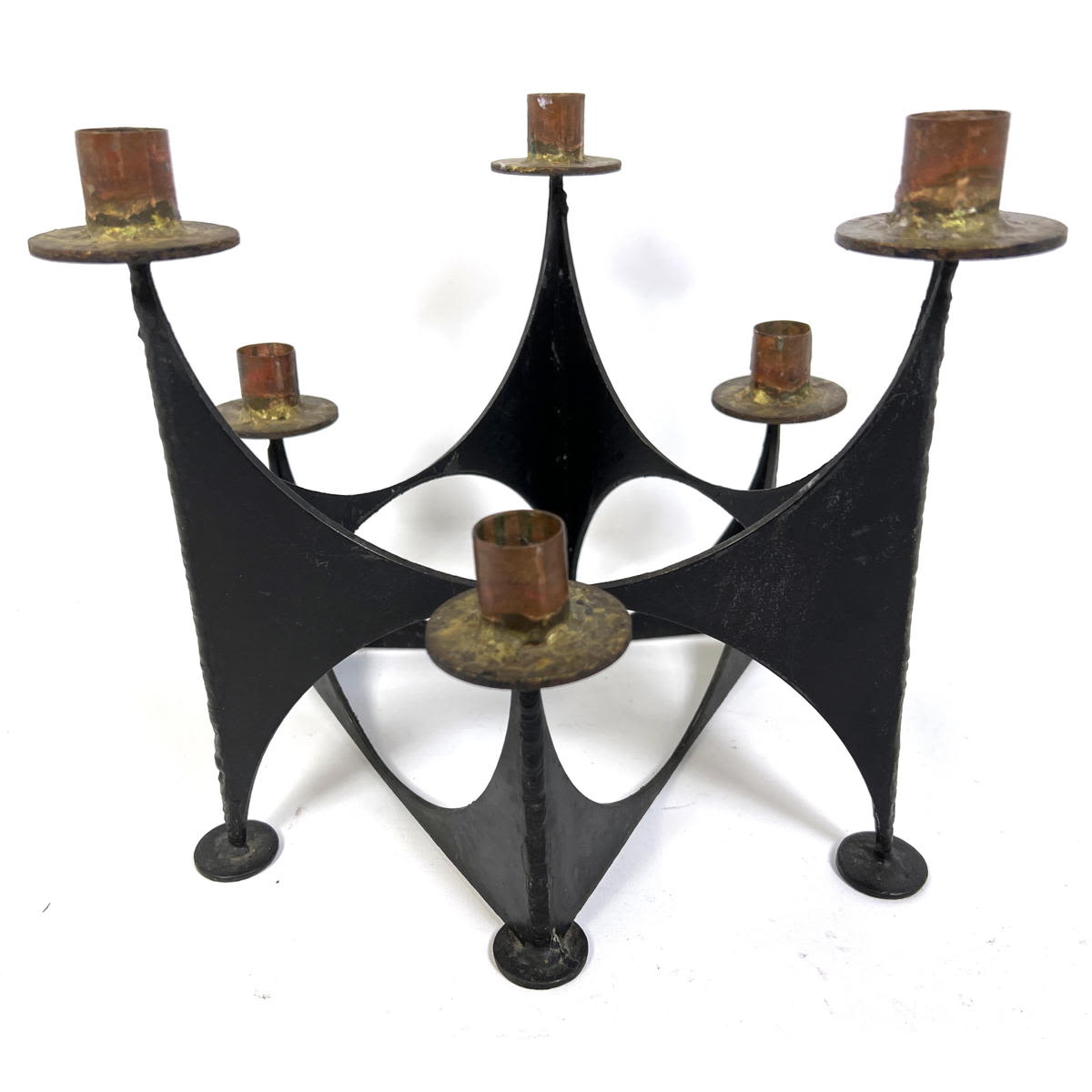 Pr Brutalist candle holders iron