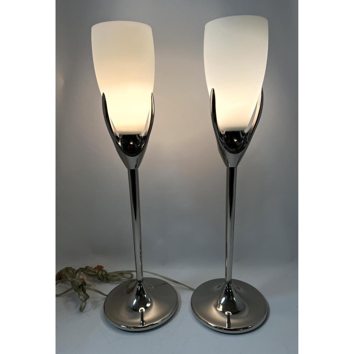 Pair Modernist Chrome and Glass 2b82ed