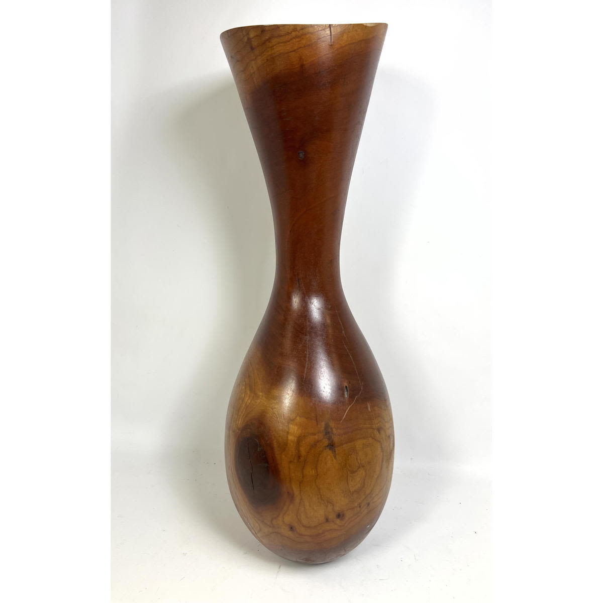 2 Ft Tall Carved Wood Organic Vase  2b83cc