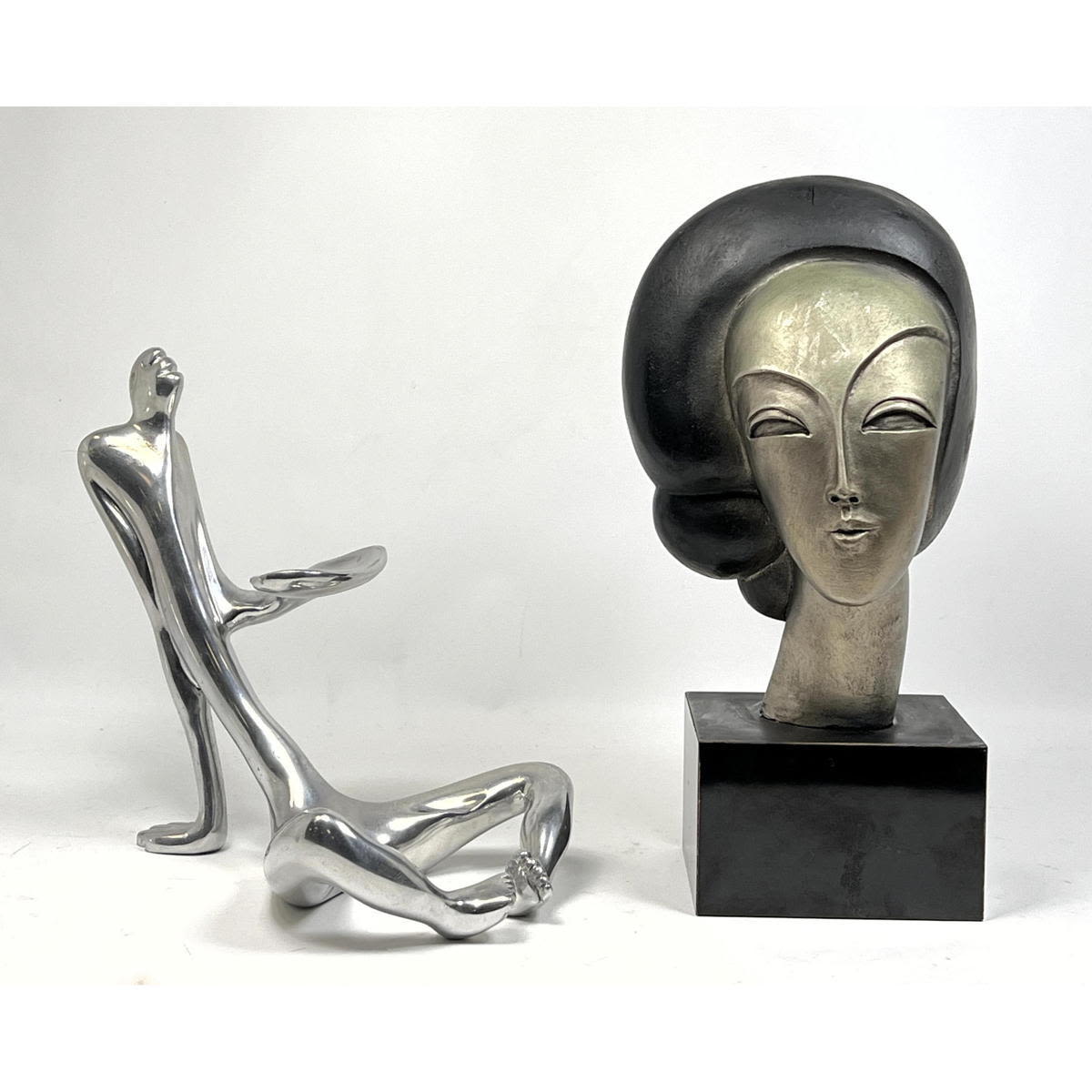 2pc Modernist Metal Figural Sculptures  2b83d1