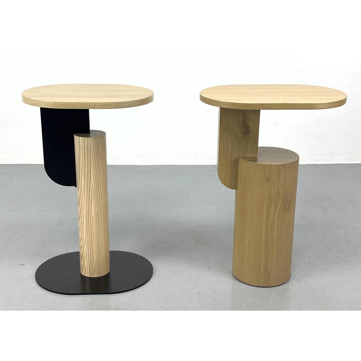 2 Memphis Style Side Tables. Cantilever.