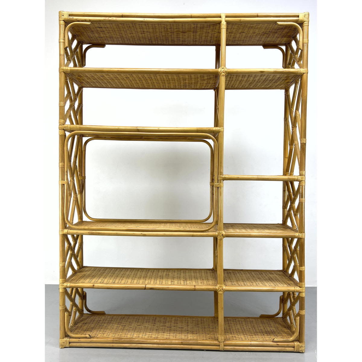 Large Bamboo Wicker Etagere Shelf