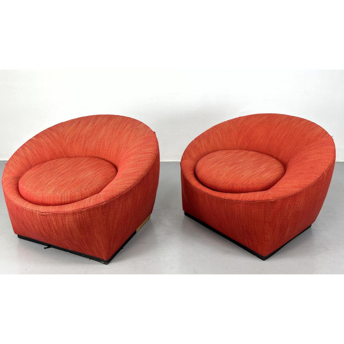Pair Large Upholstered Lounge Chairs.