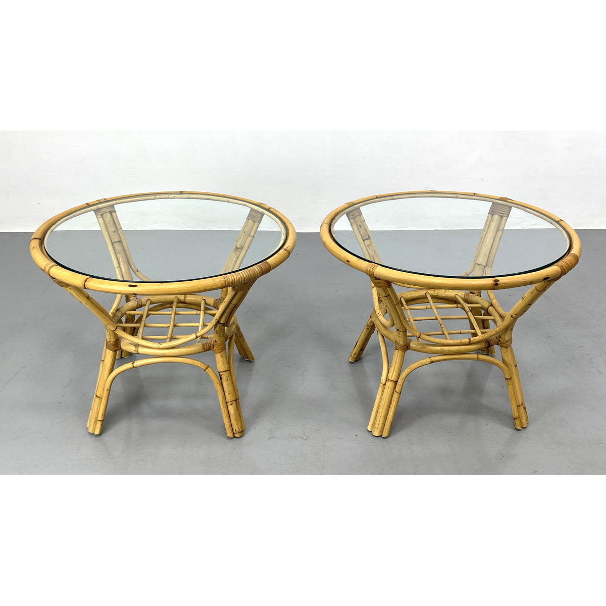 Pair Rattan Wicker Side Table with 2b8501