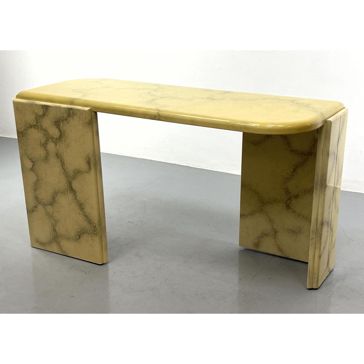 Faux Marble Painted Console Tables  2b8514