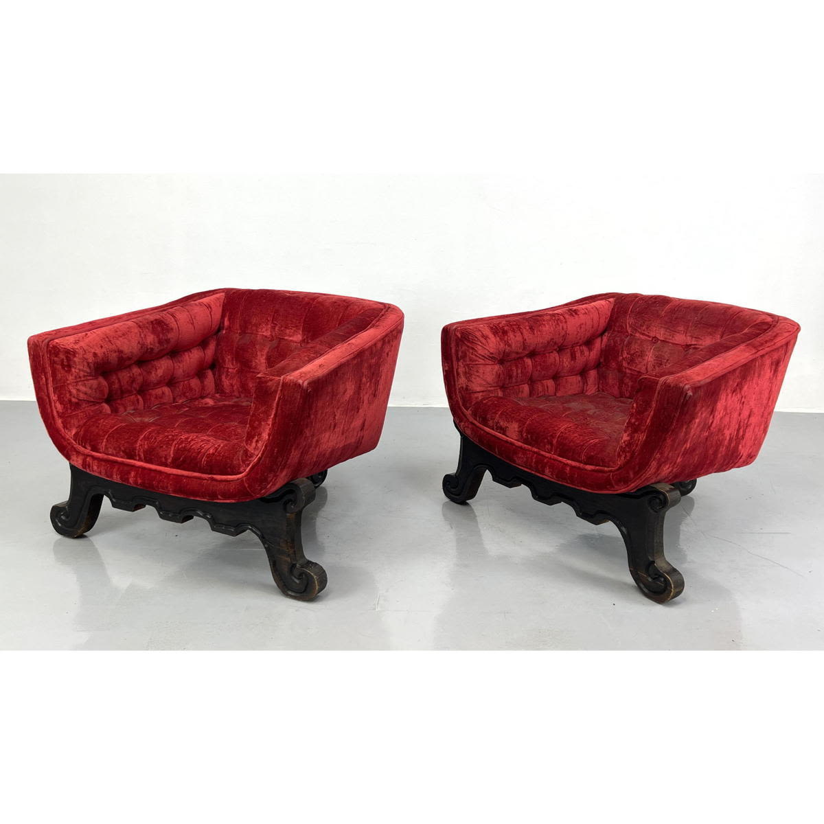 Pair WITCO Lounge Chairs Carved 2b8558