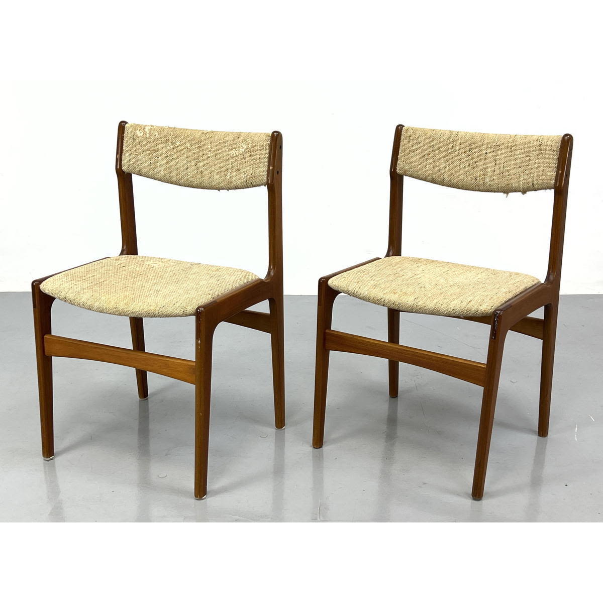 2pc Danish Modern teak Dining Chairs.