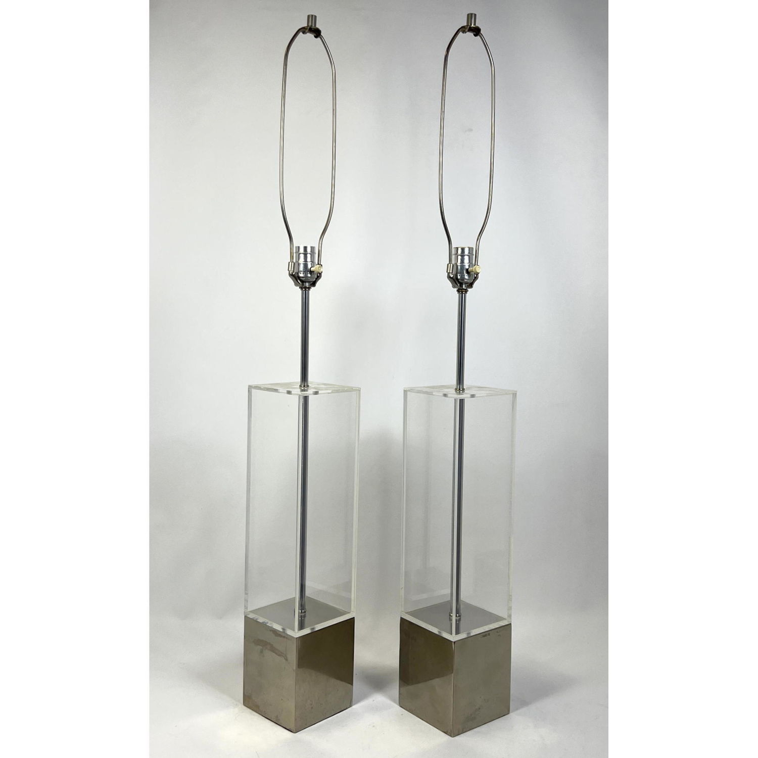 Pair of Lucite and Chrome Laurel