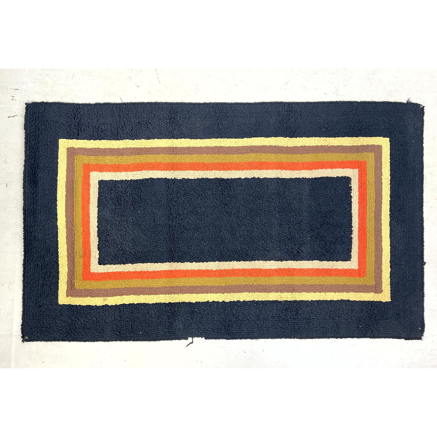 5'1" x 3'Blue Black Hooked Rug