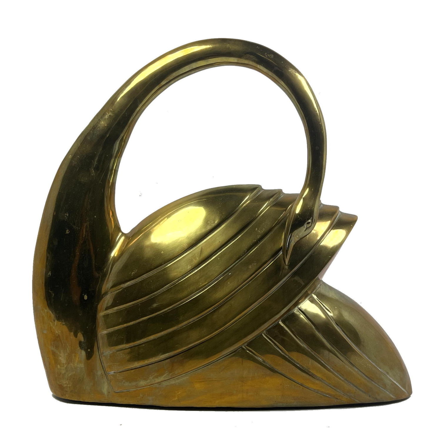 Modernist Brass Figural Swan Sculpture  2b87a0