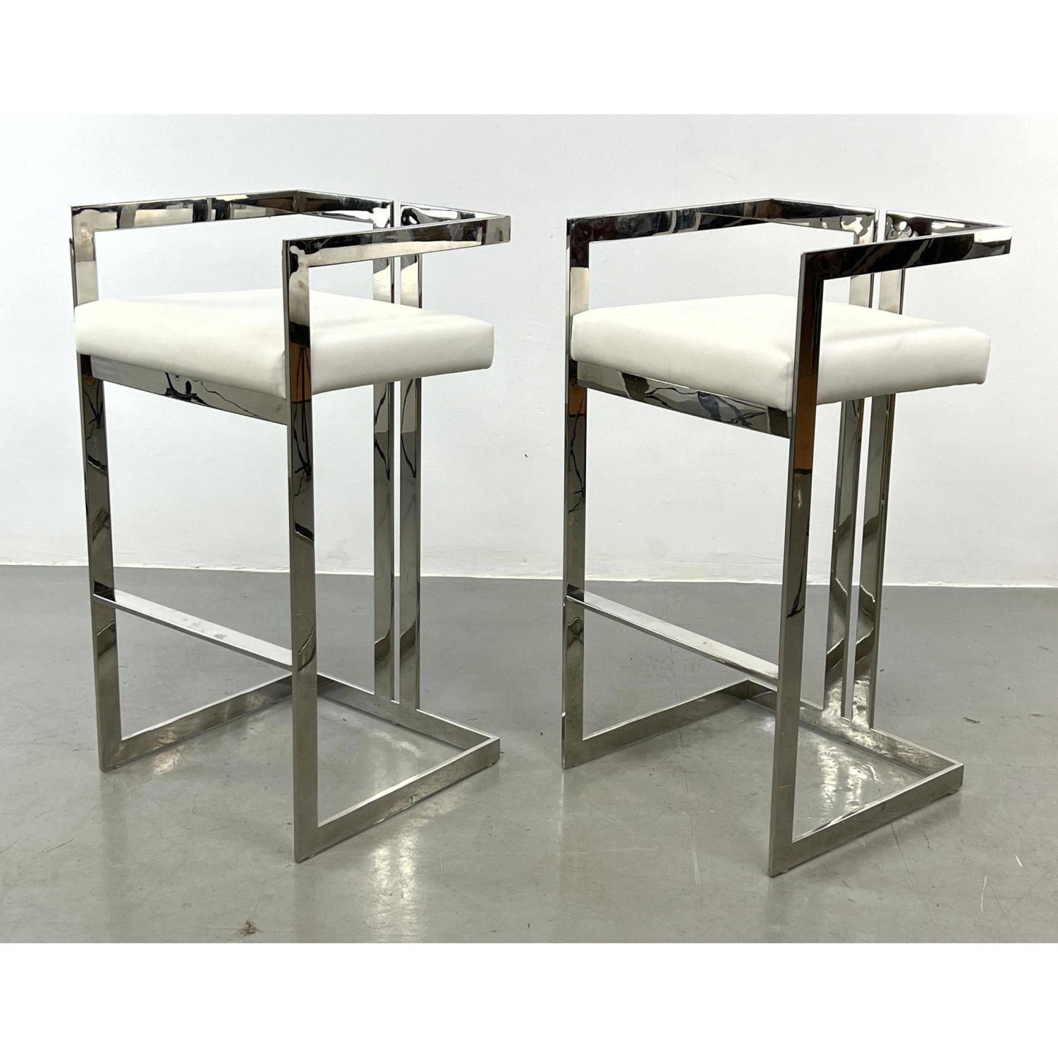 Pair Chrome Flat Bar Bar Counter