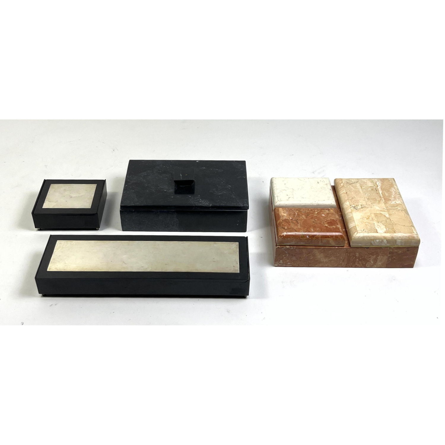 4pc Stone and Marble Lidded Box
