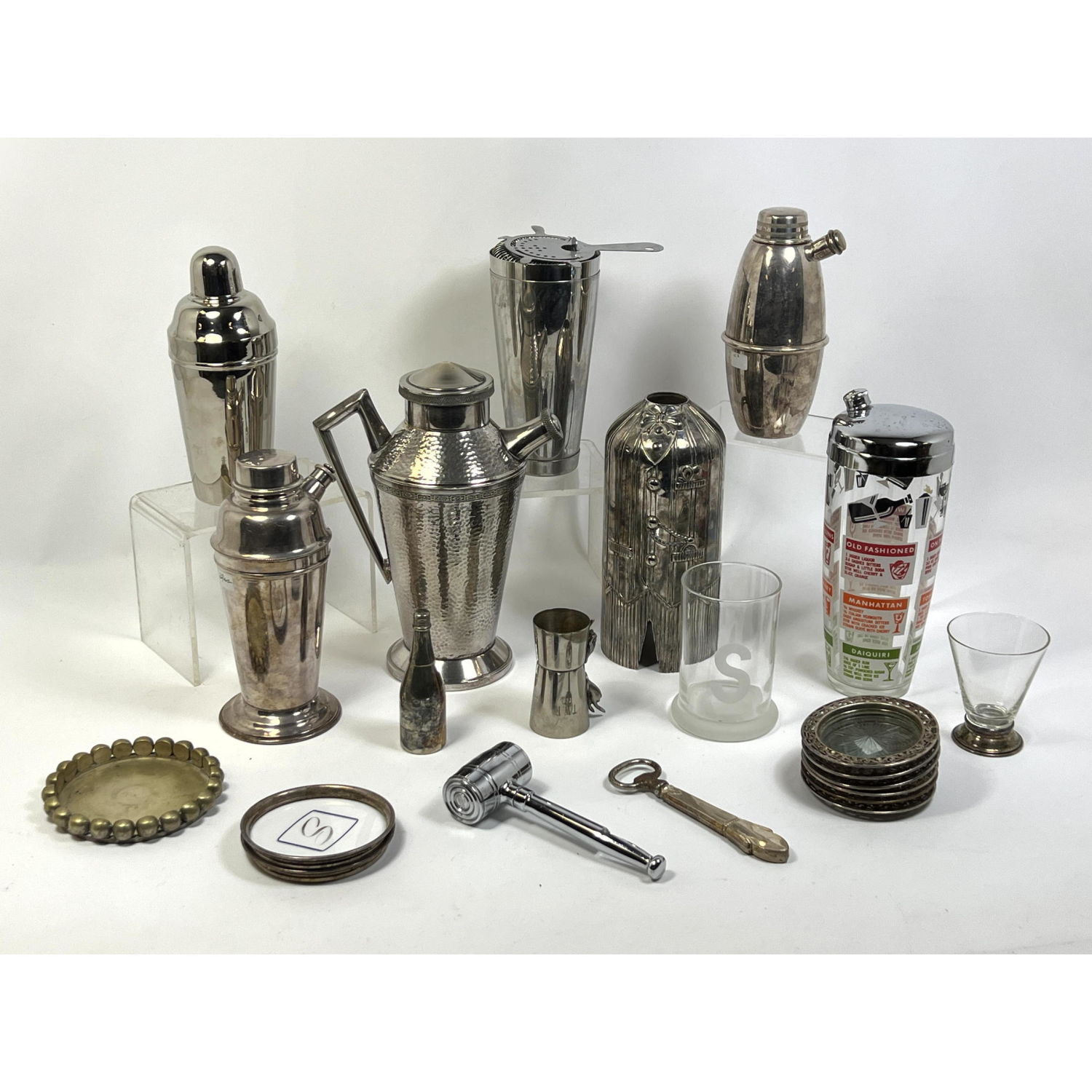 Collection of Bar Accessories. Shakers,