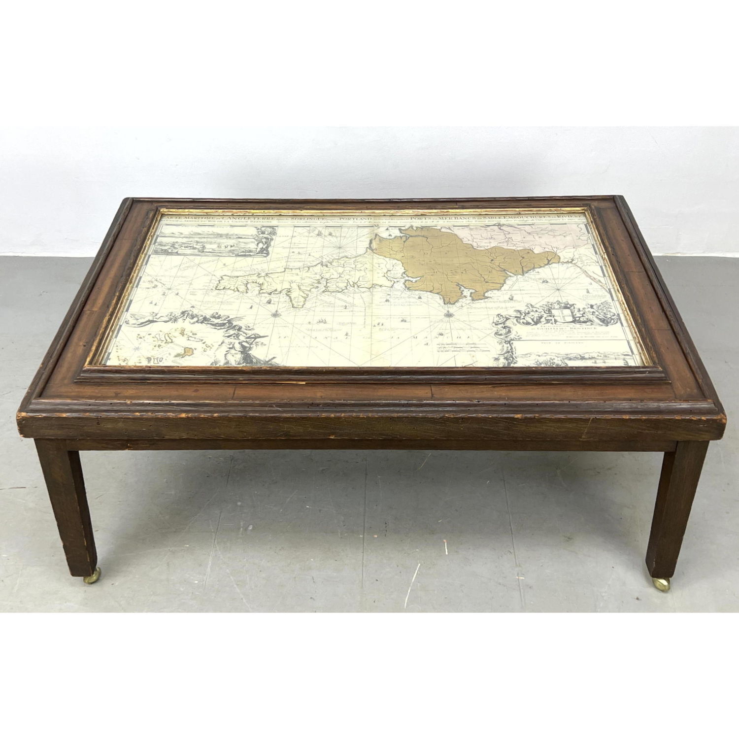 Framed Vintage Map Coffee Table.