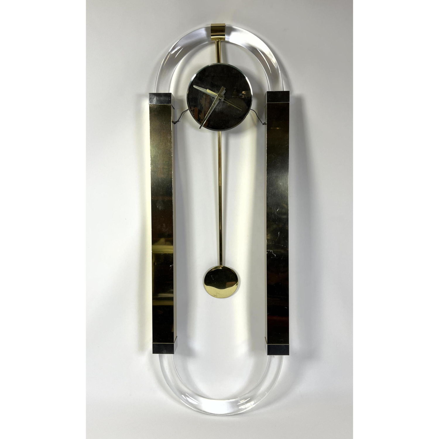Lucite Brass Modernist Pendulum