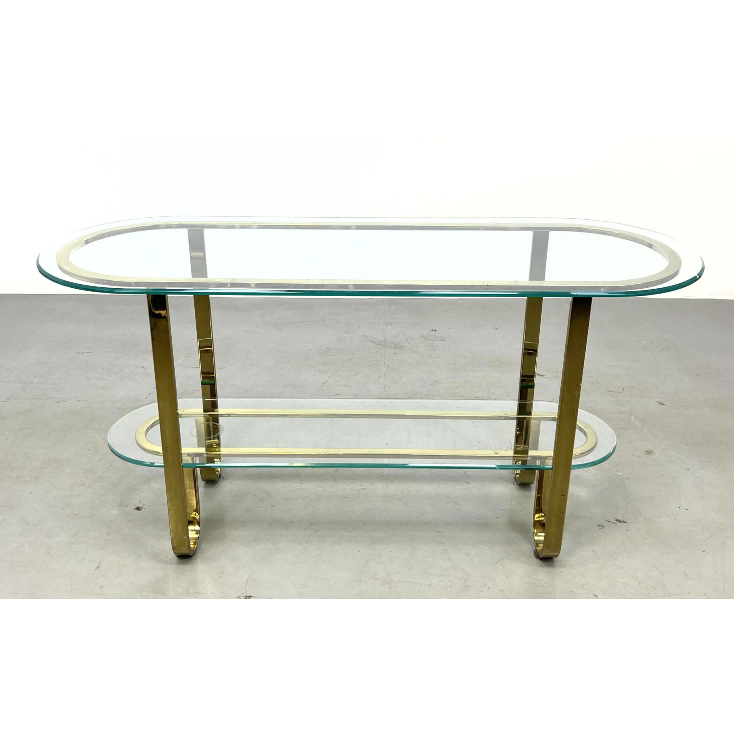 Brass and Glass Console Hall Table  2b887a