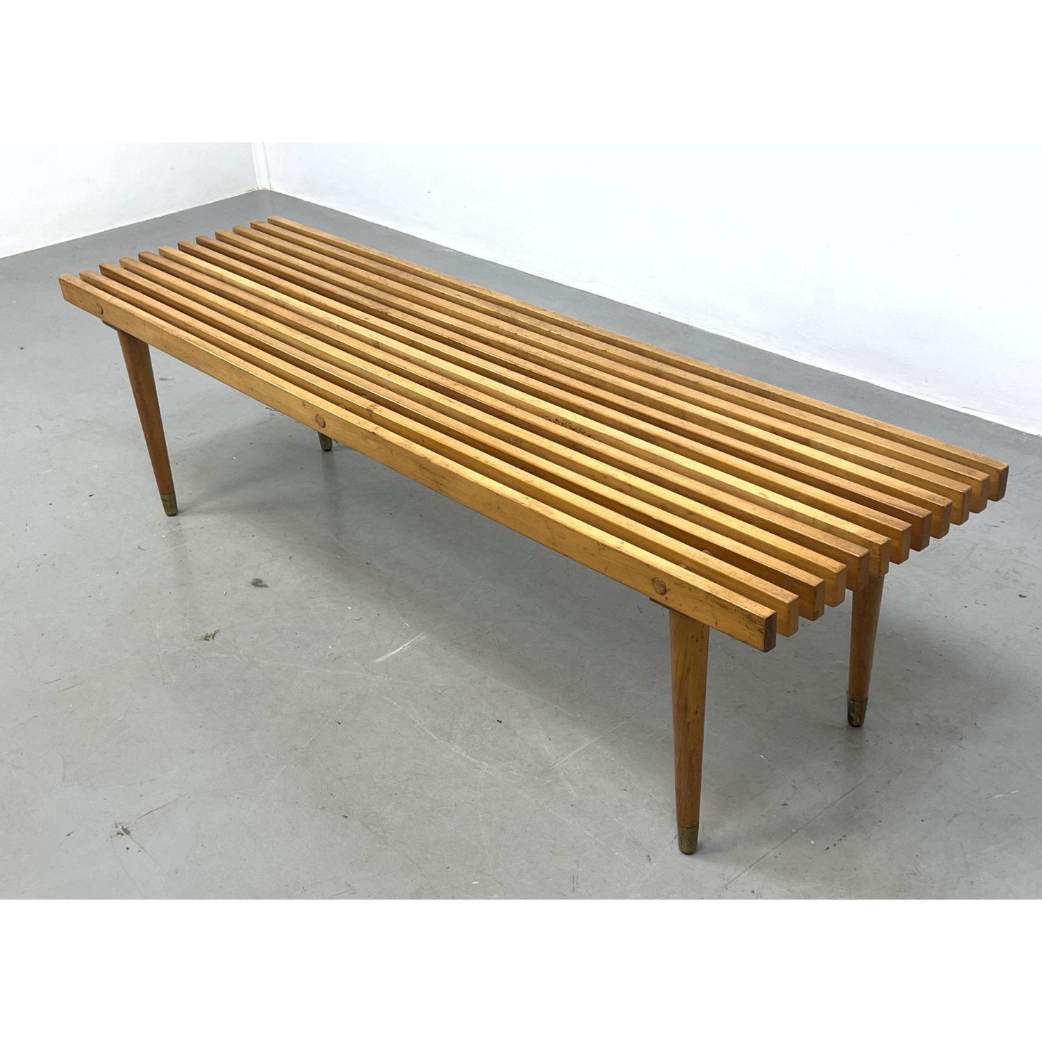 Modernist Wood Slat Bench Coffee 2b88a6