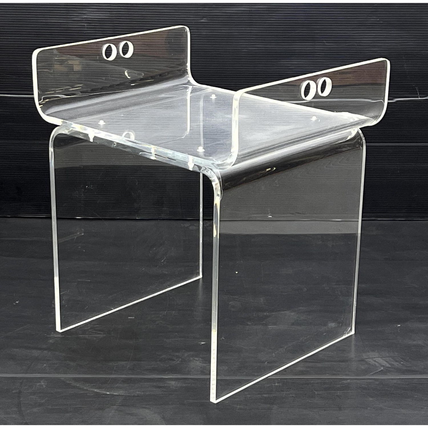 Clear Lucite Vanity Bench Stool.