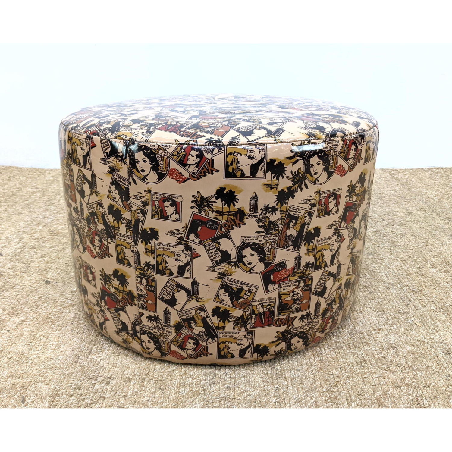 Comic Strip Modernist Vinyl Footstool