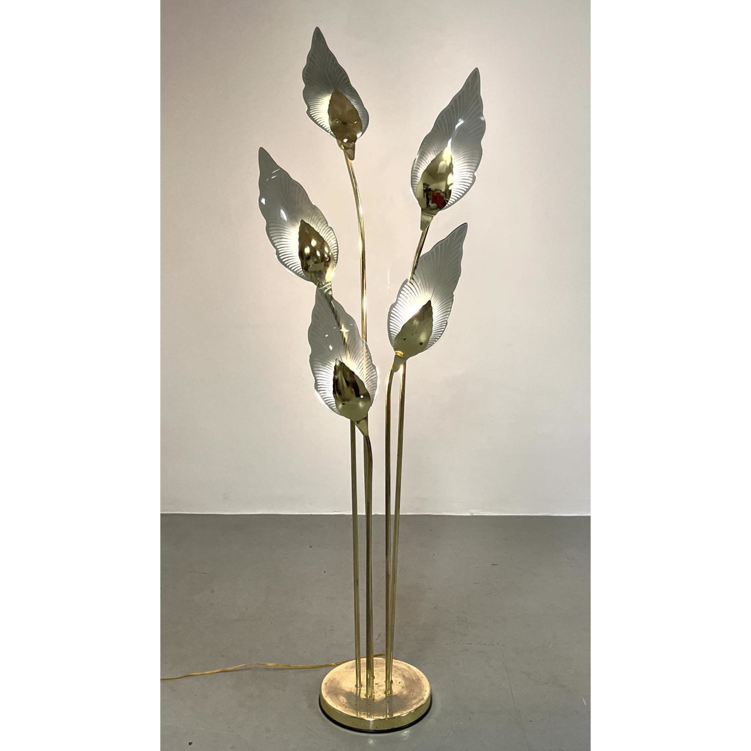 Brass and Glass Floor Lamp. 5 Glass