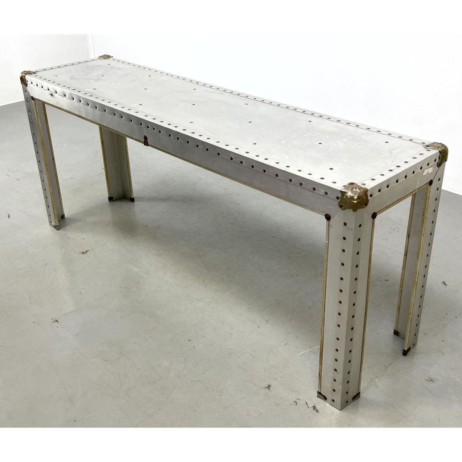 Riveted Aluminum Console Sofa Table  2b8957