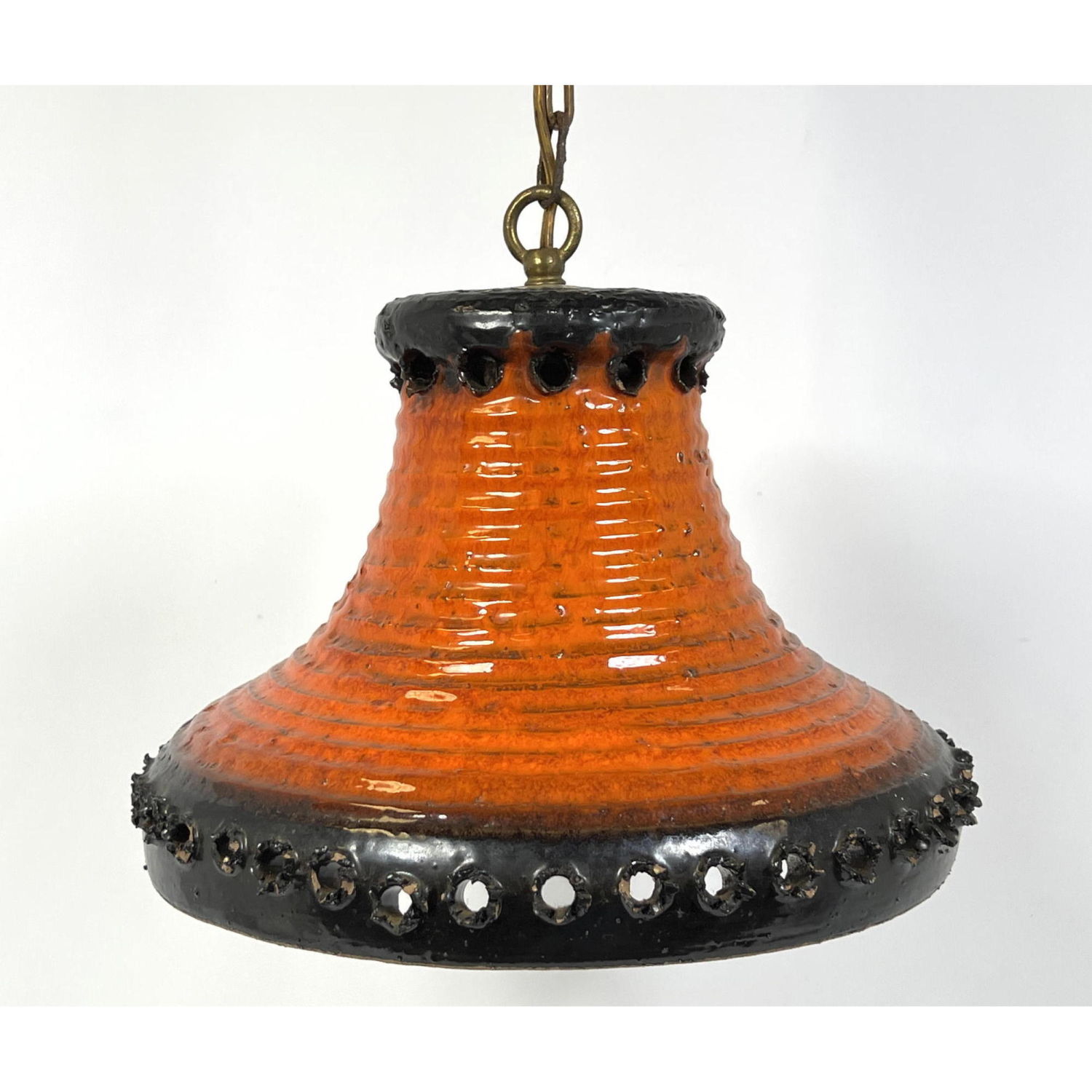 Danish pottery chandelier. Ribbed