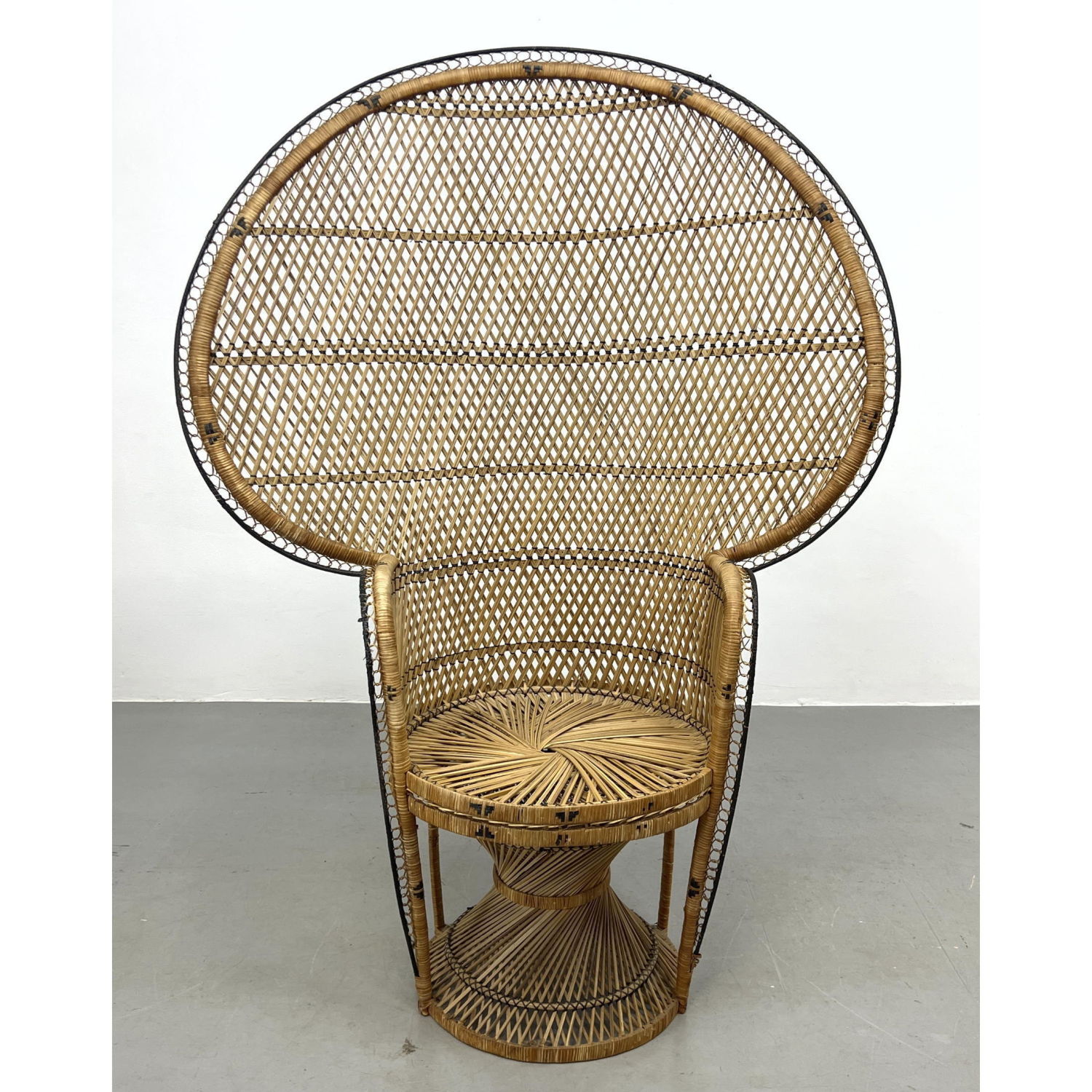 Large Woven Rattan Peacock Chair.