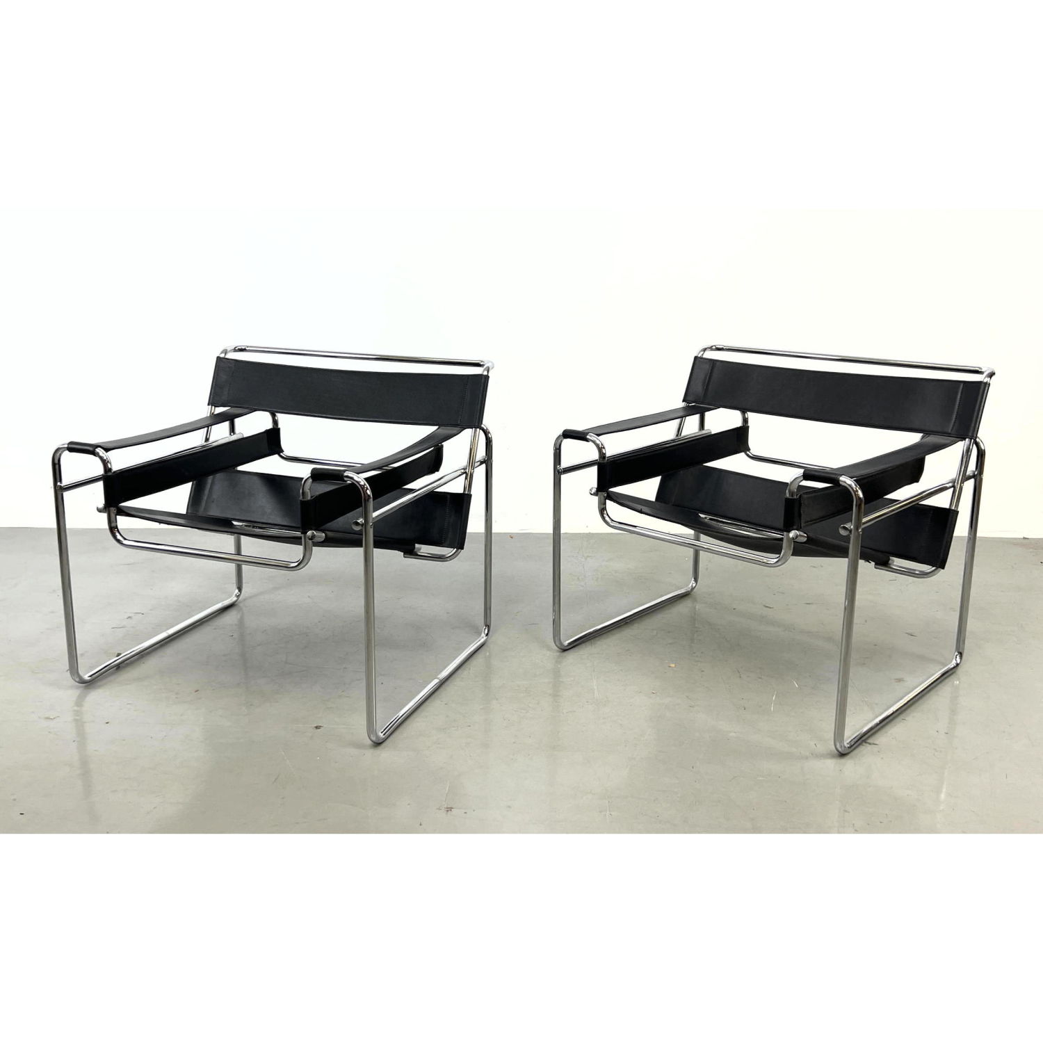 Pr Wassily Lounge Chairs. Black