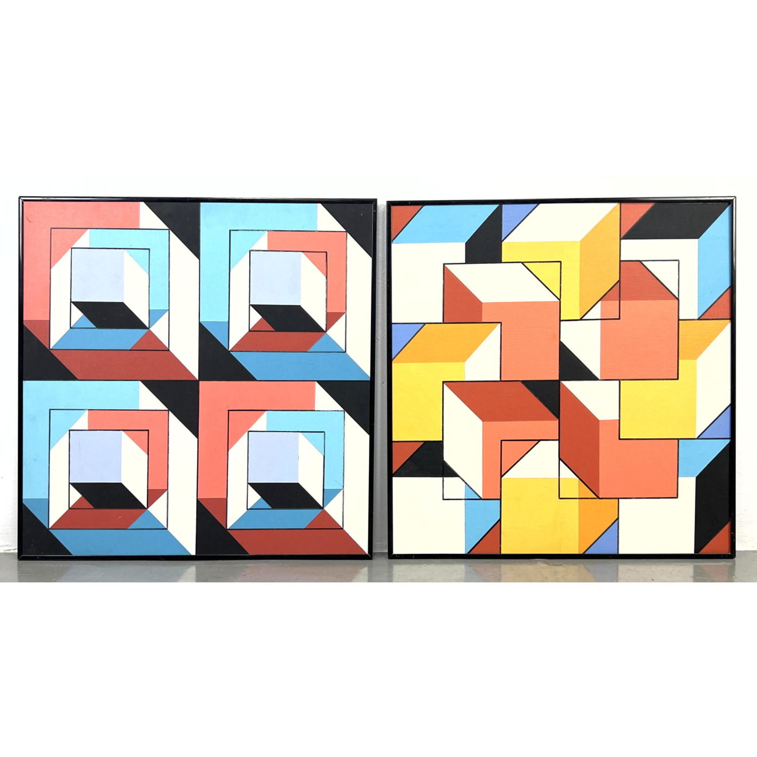 Pair J H HENIG Geometric Acrylic 2b8c29