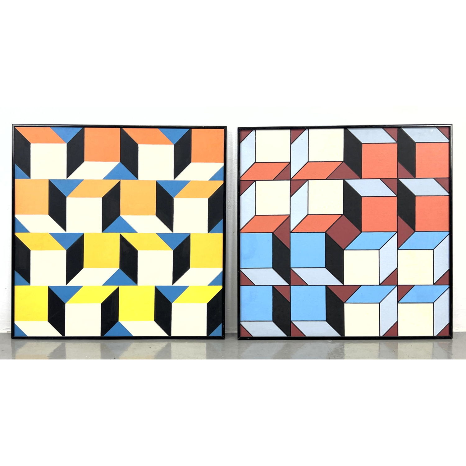 Pair J H HENIG Geometric Acrylic 2b8c2d