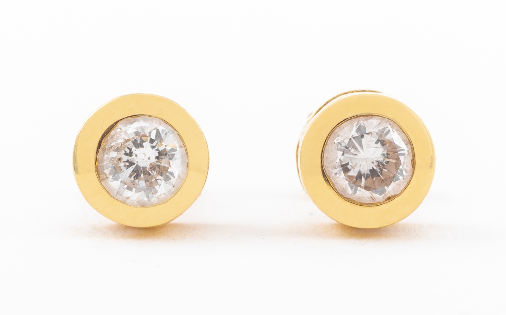 14K YELLOW GOLD DIAMOND STUD EARRINGS 2bb580