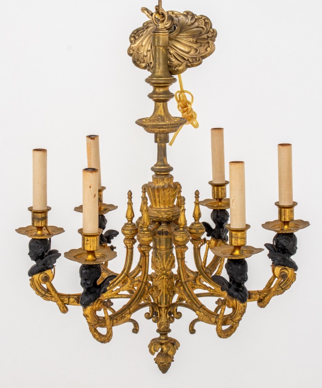 NEOCLASSICAL CARVED BRASS CHANDELIER 2bb5c8