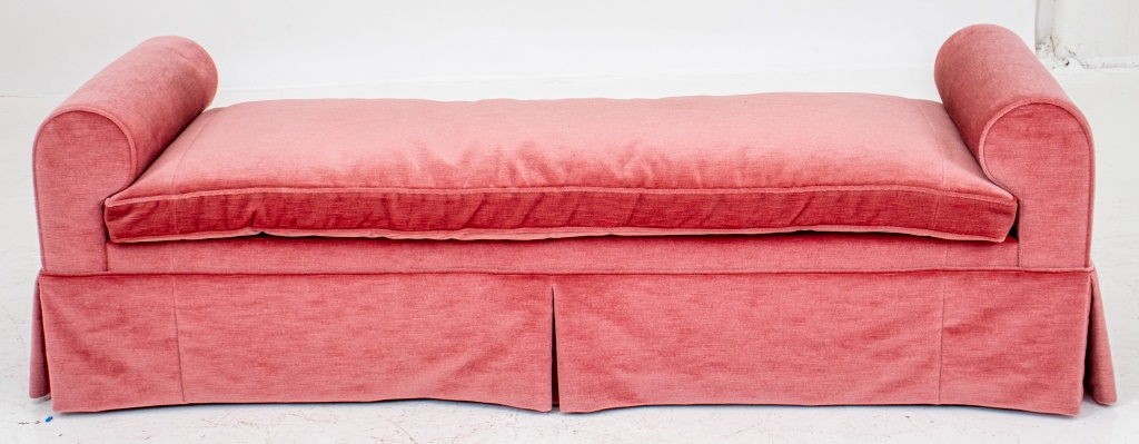 ROSE PINK MOHAIR UPHOLSTERED TWO-ARM