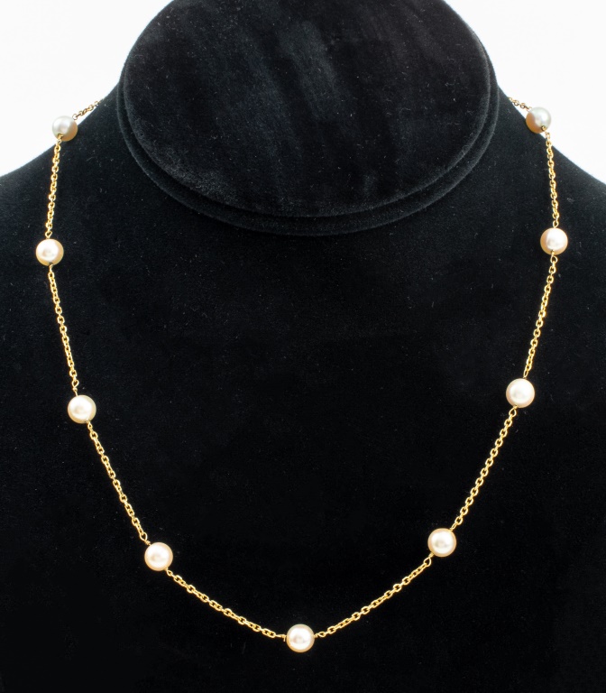 14K GOLD CHAIN WITH CULTURED PEARLS 2bb5e9