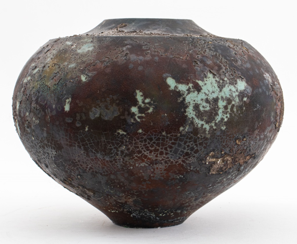 ANTHONY EVANS RAKU VASE 20TH 2bb608