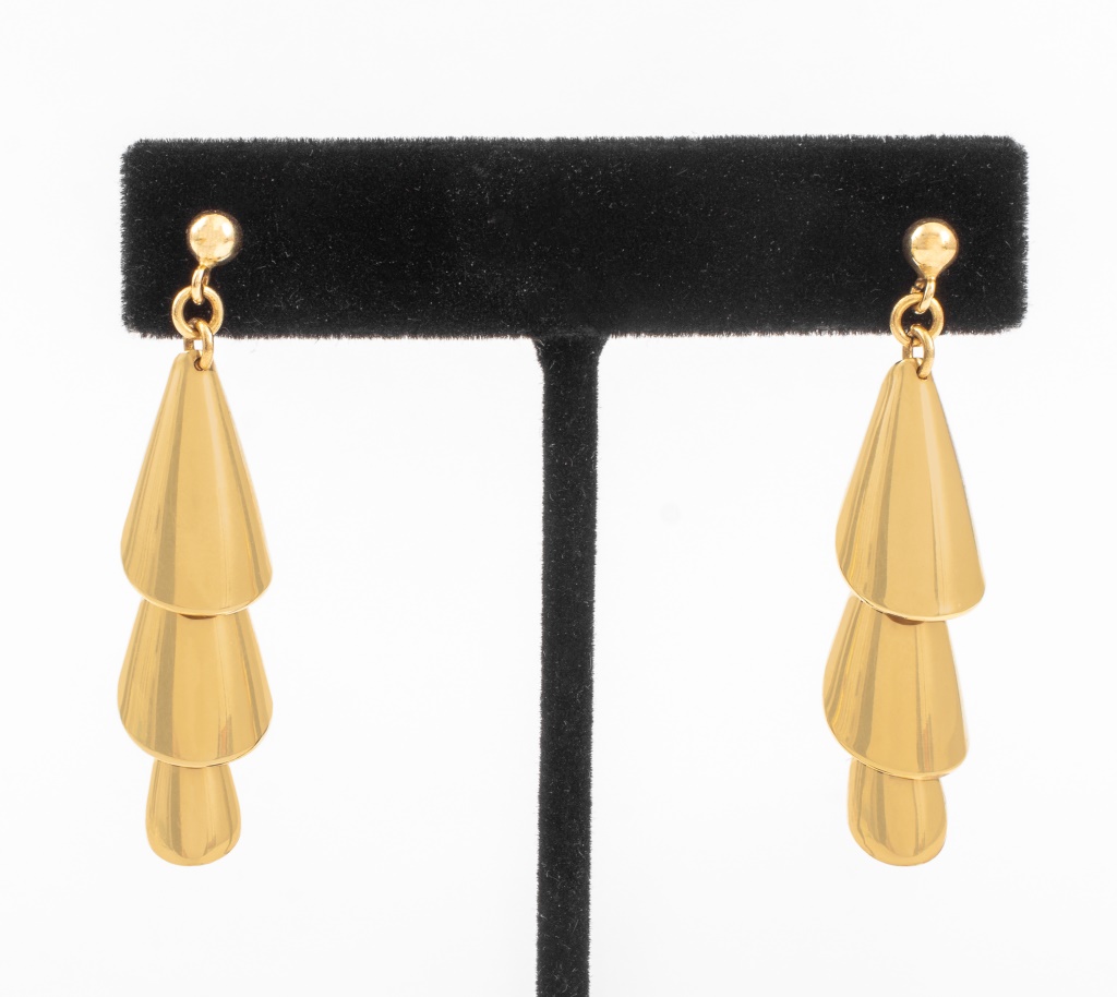 14K YELLOW GOLD CONICAL DROP EARRINGS 2bb613