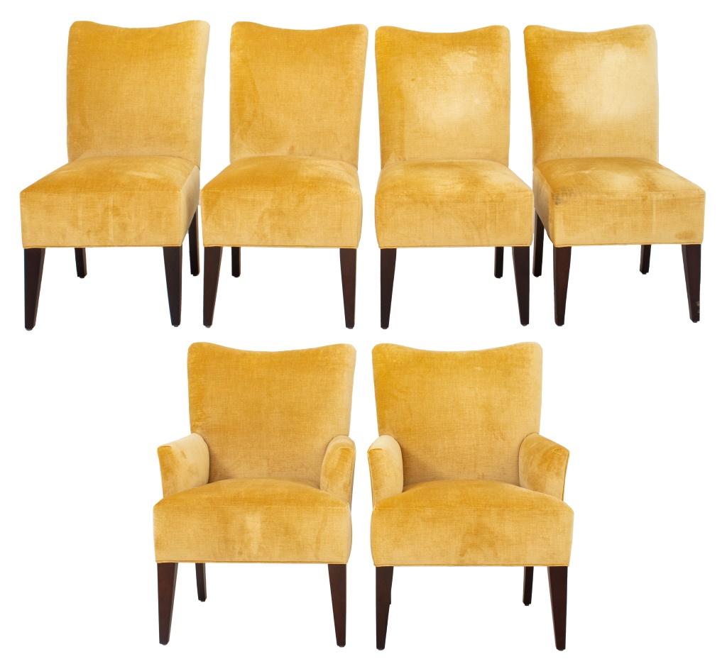 MODERN UPHOLSTERED DINING CHAIRS, 6