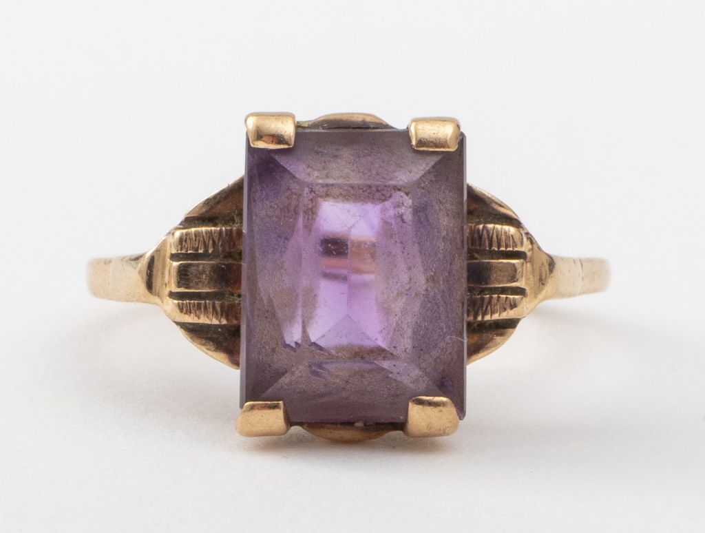 ART DECO 10K YELLOW GOLD AMETHYST 2bb615