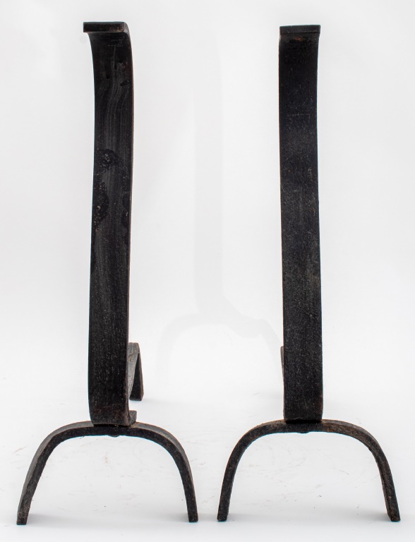 ARTS AND CRAFTS FORGED IRON ANDIRONS,