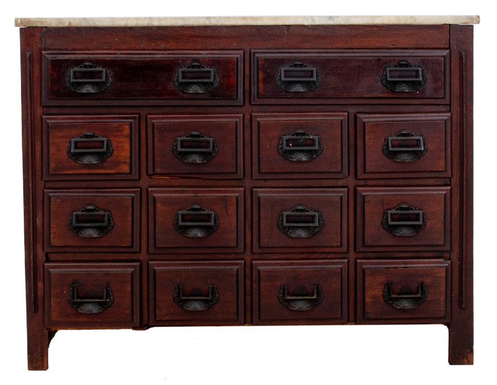 14 DRAWERS MAHOGANY STORE CABINET 2bb678