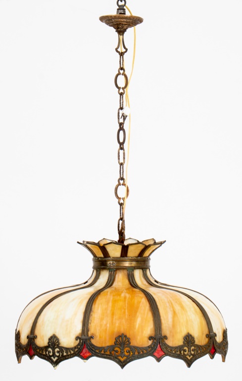 VICTORIAN STYLE SLAG GLASS CHANDELIER