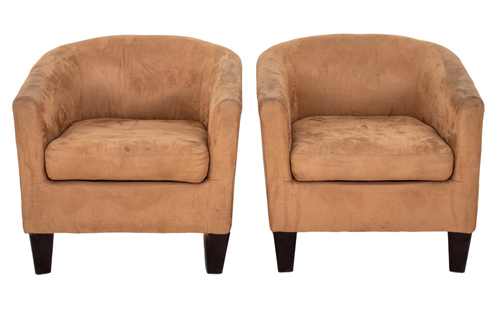 MODERN FAWN ULTRASUEDE TUB CHAIRS  2bb700