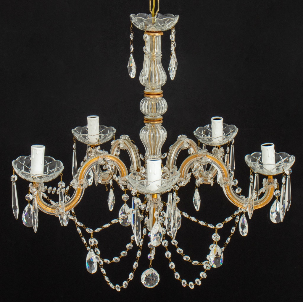 WATERFORD STYLE FIVE LIGHT CHANDELIER 2bb709