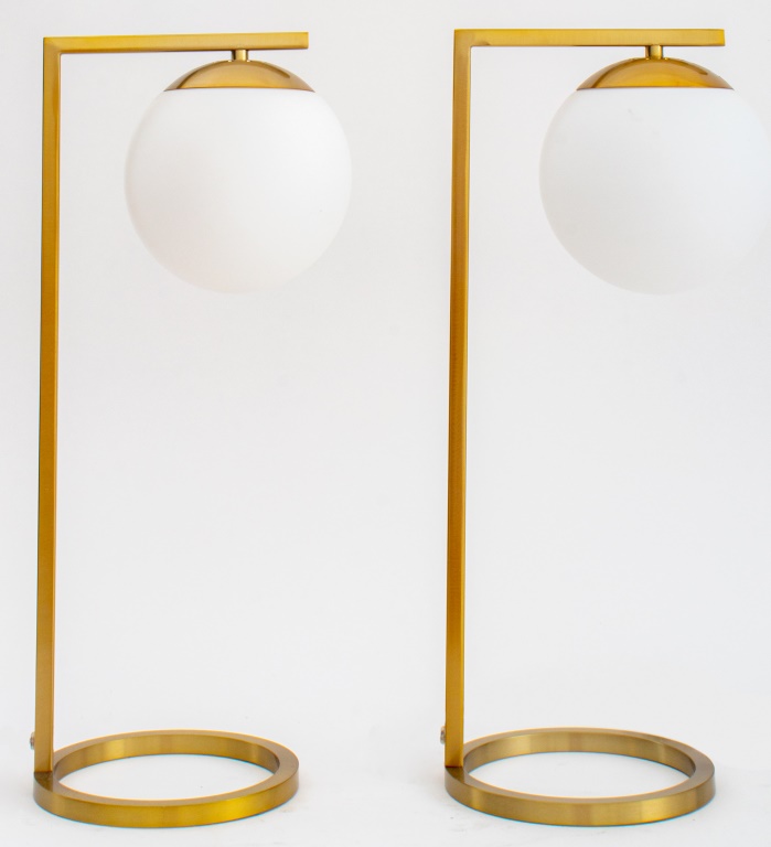 MODERN GILT METAL TABLE LAMP, PAIR Pair